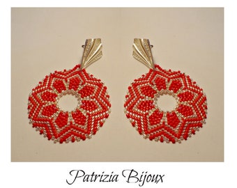 Red Star - Tutorial pdf peyote circular earrings - Rocailles and Delica beads Miyuki - Design Patrizia Bijoux