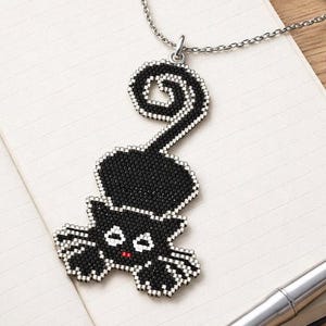 Peyote brick stitch pattern Cat pendant - Delica Miyuki 11/0 - Tutorial pdf 1170
