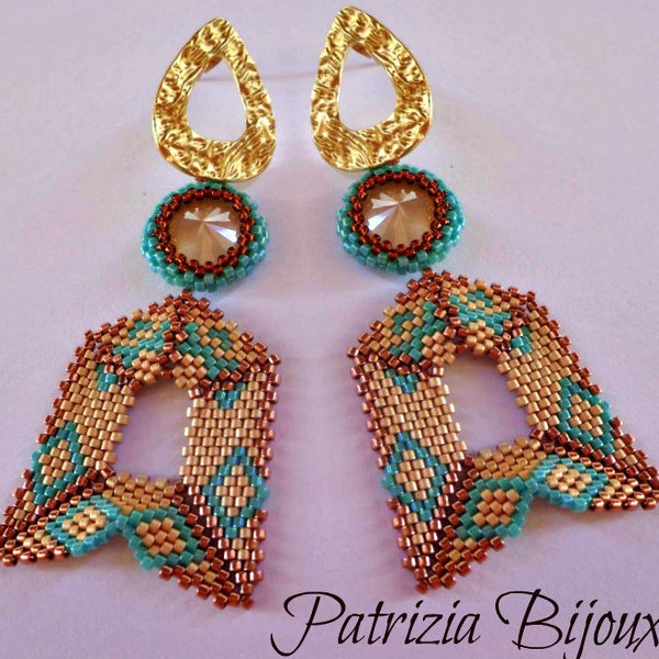 Africa Soir pendant earrings pdf tutorial - Delica Miyuki circular peyote technique - Africa Soir pattern - Design Patrizia Bijoux