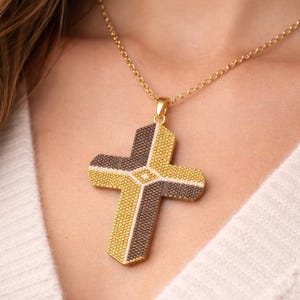 Peyote brick stitch pattern Cross of Jesus pendant - Delica Miyuki 11/0 - Tutorial pdf 3483-B