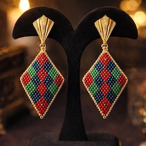 "Fiesta" Drop Earrings Tutorial - Peyote Stitch with Delica Miyuki (PDF Tutorial)