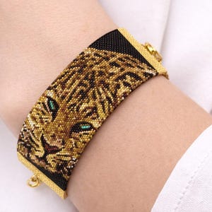 Peyote cuff stitch maxi bracelet Africa Tiger - Tecnica peyote dispari Delica Miyuki 11/0 - Pattern 682 Tutorial pdf