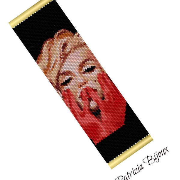 Peyote cuff stitch bracelet Marilyn Monroe - Delica beads Miyuki 11/0 - Bracelet peyote tapestry - Pattern 752 Tutorial pdf