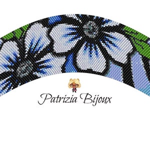 Peyote bracelet pattern mod. Fantasy Flowers - Odd Peyote with Delica Miyuki 11/0 - Pattern Fantasy Flowers 1416 Tutorial pdf
