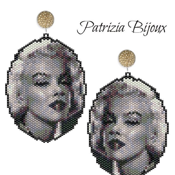 Peyote Earrings or Pendant Marilyn Monroe pattern - Odd peyote technique with Delica Miyuki 11/0 - Pattern 662