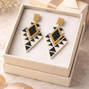 Tutorial Orecchini Cleopatra - Art Déco -  Peyote brick stitch - Delica Miyuki 11/0 - Tutorial pdf 1555