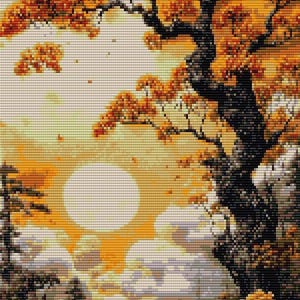 2 Peyote and Loom Patterns - Landscape / Tapestry - 23 colors - Delica Miyuki 11/0 - Pattern 3059 Tutorial pdf