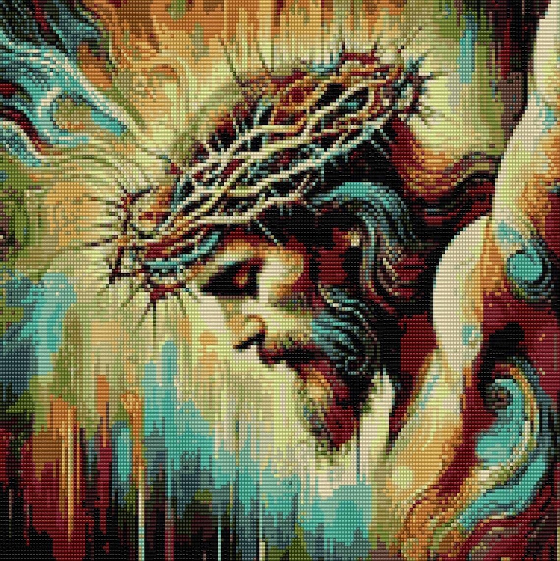 2 Peyote and Loom Patterns - Jesus Tapestry - 25 Colors - Delica Miyuki ...