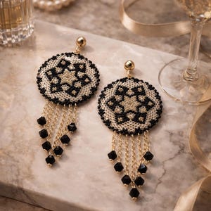 Boucles d'oreilles circulaires Peyote - Modèle Argent Soirée - Mandala - Tutoriel PDF sur la technique Peyote circulaire Rocailles et Delica Miyuki