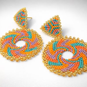 Circular Peyote Earrings Pattern "Fantasia d'Estate"  con Rocailles 15/0 e Delica Miyuki 11/0 Tutorial pdf