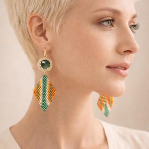 "Geometrie" Drop Earrings Tutorial - Peyote Stitch with Rocailles and Delica Miyuki Beads - Design by Patrizia Bijoux (PDF Tutorial)