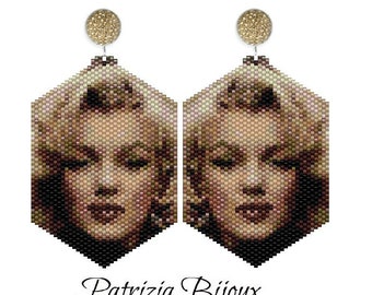 Patrón Peyote - Pendientes o Colgante Marilyn Monroe - Técnica peyote peculiar con Delica Miyuki 11/0 - Patrones 669 Tutorial pdf