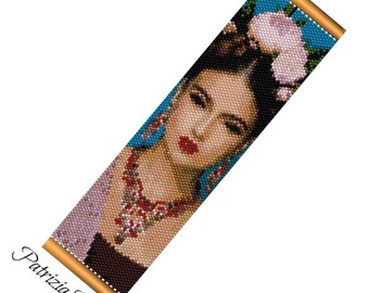 Peyote cuff bracelet pattern Fantasy Frida Inspirations - Odd peyote  Delica Miyuki 11/0 - Fantasy  Pattern 561