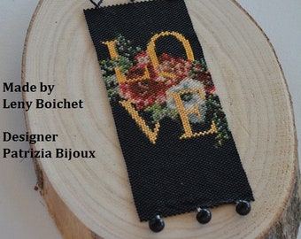 Peyote bracelet pattern Fantasy Flowers Love - Odd bead technique with Delica Miyuki 11/0 - Pattern 921 Tutorial pdf