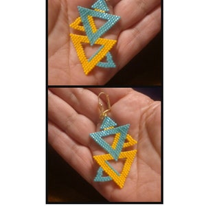 Peyote Brick Stitch Pattern - Freeform Triangles Earrings - Delica Miyuki 11/0 - Pattern 1367 Tutorial pdf