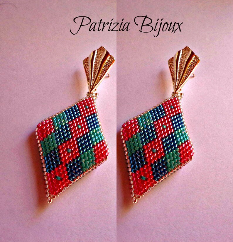 Earrings peyote tutorial fiesta peyote technique with delica etsy