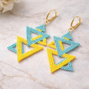 Wzór ściegu Peyote Brick Stitch – kolczyki w kształcie trójkątów w dowolnym kształcie – Delica Miyuki 11/0 – wzór 1367, samouczek w formacie PDF