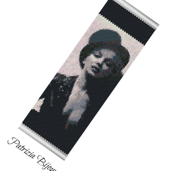 Peyote cuff stitch bracelet Marilyn Monroe - Delica beads Miyuki 11/0 - Maxi Bracelet peyote tapestry - Pattern 668 Tutorial pdf