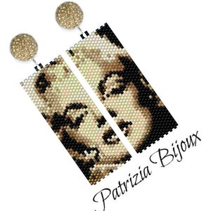 Peyote pattern - Marilyn Monroe Earrings - Odd peyote technique with Delica Miyuki 11/0 - Patterns 495 Tutorial pdf