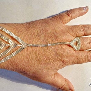 Perlenarmband mit Handkuss - Indisches Armband mit Ring im Peyote- und Brick-Stitch-Stil - Delica Miyuki 11/0 - Muster 1206 - Tutorial pdf