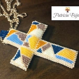 Peyote pattern Cross 3D Pendant Double-face - Rocailles 15/0 e  Delica Miyuki 11/0 - Tutorial pdf 1532