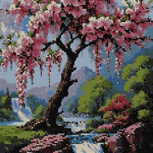 2 Peyote and Loom Patterns - Japanese Landscape / Tapestry - 21 colors - Delica Miyuki 11/0 - Pattern 3042 Tutorial pdf