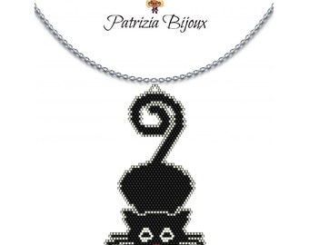 Peyote brick stitch pattern Black Cat pendant - Delica Miyuki 11/0 - Tutorial pdf 1170