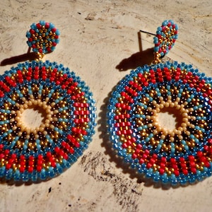 Ethnic pendant earrings tutorial Circular peyote technique Rocailles and Delica Miyuki Tutorial pdf