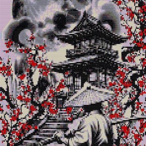2 Peyote and Loom Patterns - Japanese Landscape / Tapestry - 18 colors - Delica Miyuki 11/0 - Pattern 3061 Tutorial pdf