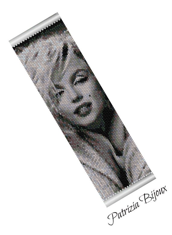Peyote bracelet pattern, odd count, peyote pattern, stitch pattern, pdf file, pdf pattern Marilyn Monroe 439 Tutorial pdf