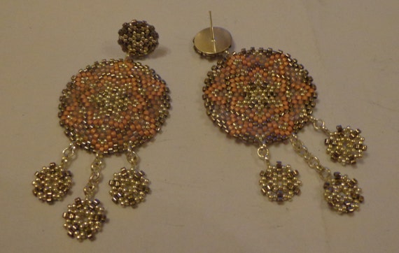 Tutorial Pdf Orecchini Pendenti Perline Peyote Circolare Rocailles E Delica Miyuki Nei Colori Argento E Fantasia Modello Stelle