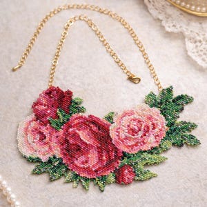 Naszyjnik z wzorem peyote brick stitch "Róże" - Delica Miyuki - Tutorial pdf 887