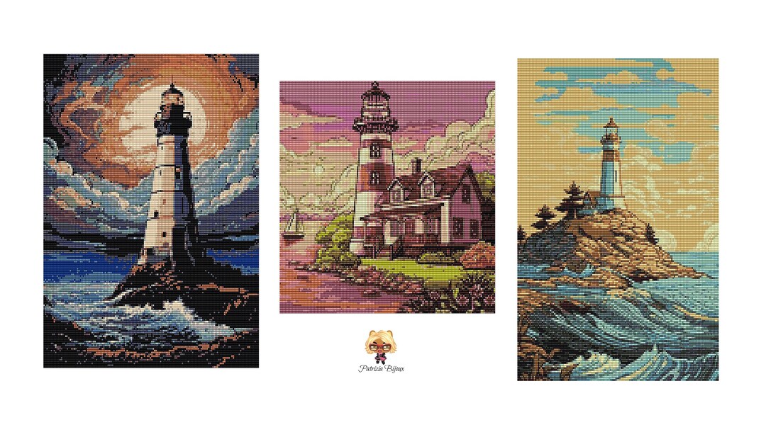 3 Loom Patterns - Lighthouse Tapestry - Delica Miyuki 11/0 - Pattern ...