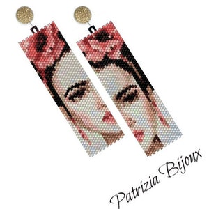 Peyote pattern - Earrings Model Frida Inspiration - Odd peyote technique with Delica Miyuki 11/0 - Patterns 515 Tutorial pdf