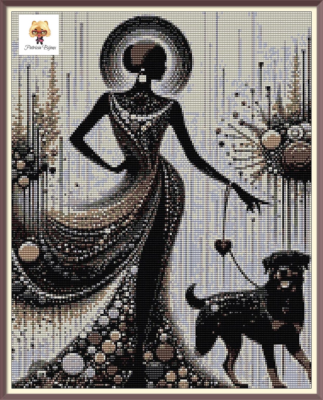 2 Peyote and Loom Patterns - Woman Art Deco Tapestry - 15 Colors ...