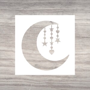 Crescent with Hanging Stars Reusable Stencil-Stencil for Painting-DIY Crafts