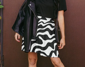 Zebra Print Skater Skirt, Funky Festival outfit for her,  retro rave skirts, 80s style skirts
