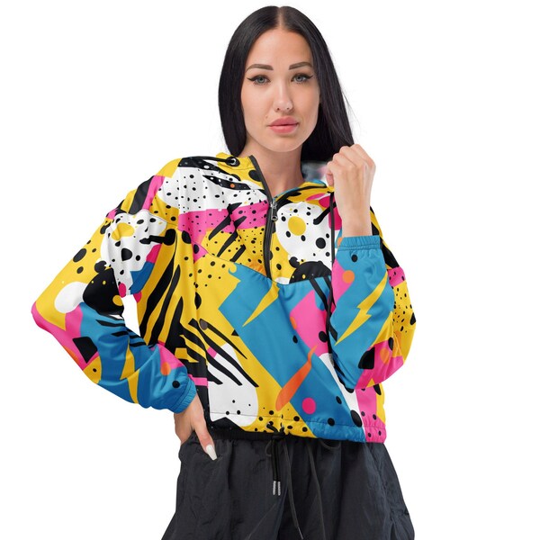 Funkadelic Women’s windbreaker, Retro cropped Windbreaker, 80s Style Jacket, 1980s essentials, 80s party outfit, Workout Jacket