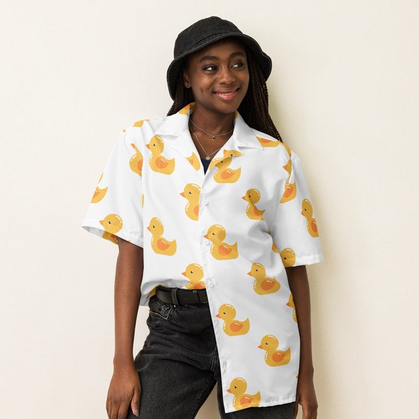 Rubber Ducky Unisex button up shirt, Hawaiian Shirts, Duck shirts, animal print shirts, bath time shirts, beach shirts, ducks all over print