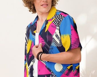 Funkadelic Hawaiian Shirt, Unisex button up shirt, Retro 80s short sleeve button ups for beach party, rave button ups, festival t shirts