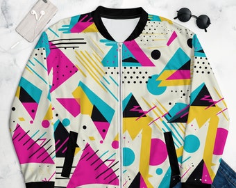 Retro Miami Vice Unisex Bomber Jacket, 1980s Bomber Jacket, Bomber Jacket vintage Miami Fashion Spring Jackets, 90s style festival jackets