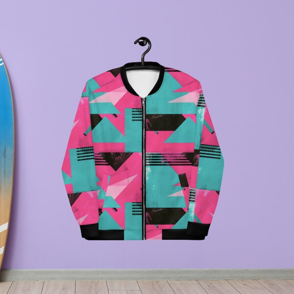 Miami Vice Unisex Bomber Jacket, Lightweight Retro 90s Full Zip Jackets, Rave wear, Festival Outfits, 80s zip up jackets