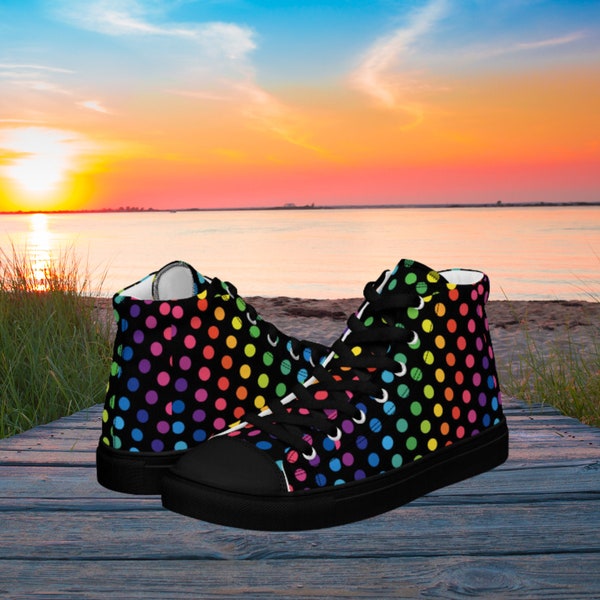 Men’s Pride high top shoes, pride parade sneakers for him, retro lgbtq hightops, pride footwear for him