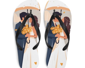 Wedding Flip Flops for Guests - Bride and Groom Design - Perfect Favors for Dancing All Night Flip-flops Dancing Slippers for Reception