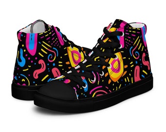 Funkadelic Women’s high top shoes, 1980s retro sneakers for her, 80s party shoes, festival sneaker, ladies funky hightops, rave shoes