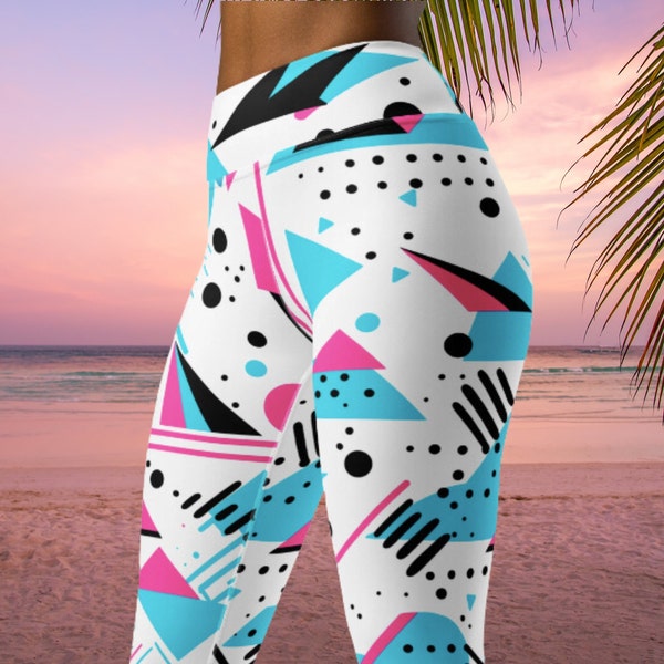 Miami Vice Yoga Leggings, Retro 80s workout pants 80s leggings, womens leggings, 80s fashion, 1980s clothes for women