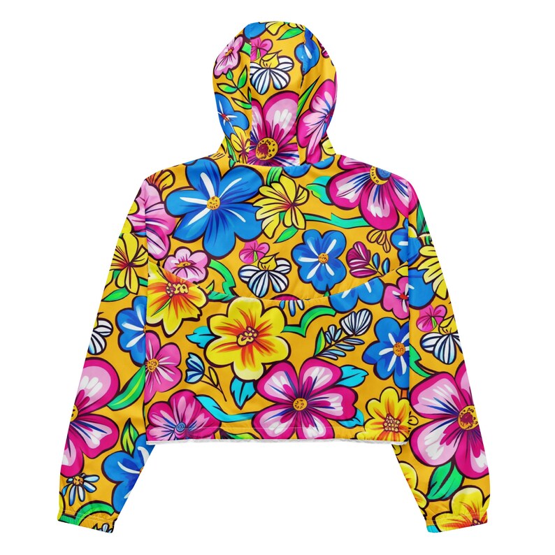 Colorful Flowers Windbreaker, Womens Cropped Wind Breaker, Floral ...