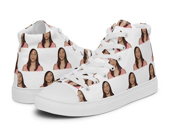 Custom High Top Sneakers for Women - Personalized Party Shoes with Face Photo Print Women’s custom high tops shoes funny gift, customizable