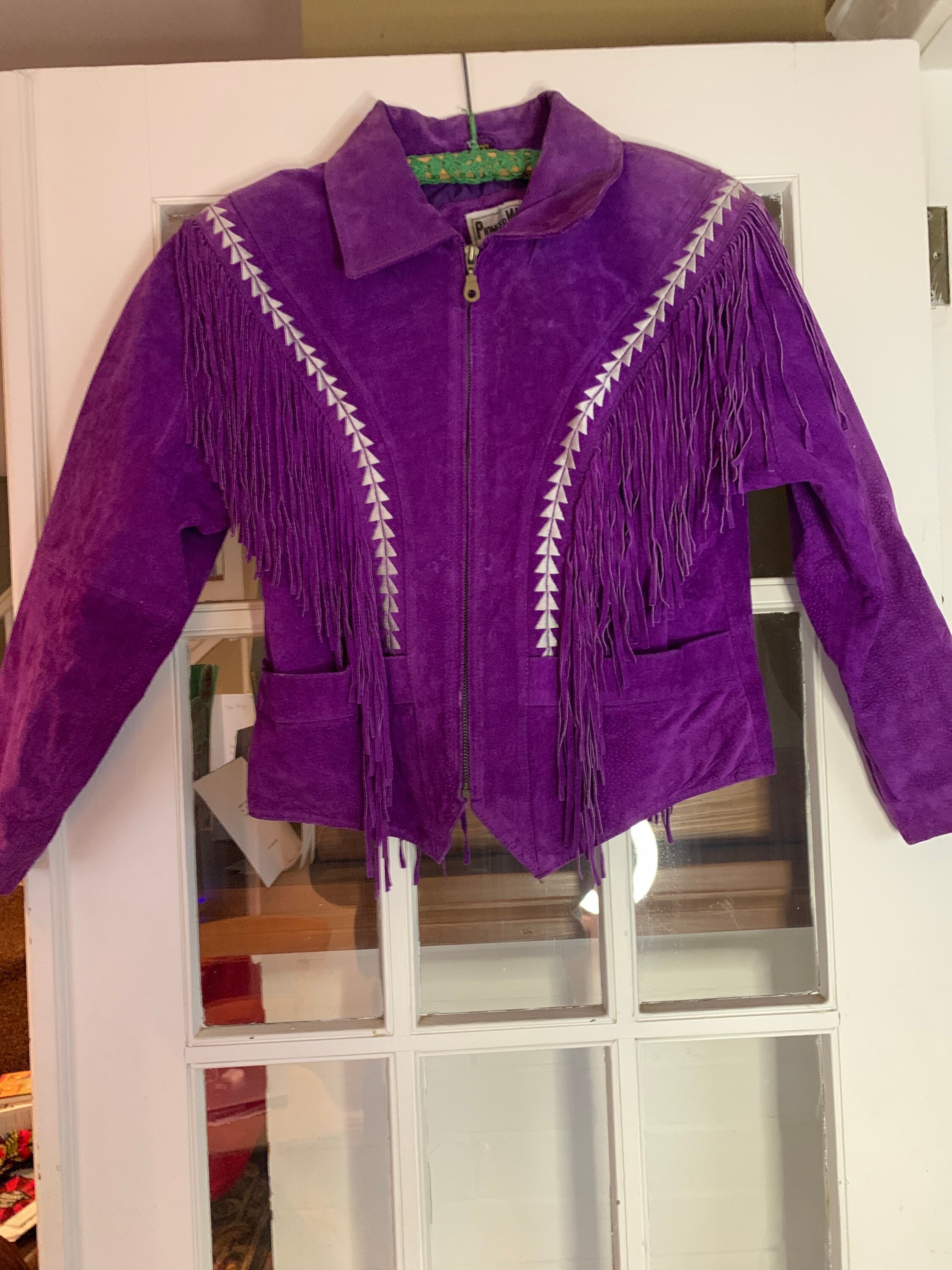 Purple Suede Fringe Jacket Size Medium but fits like a SMALL Etsy