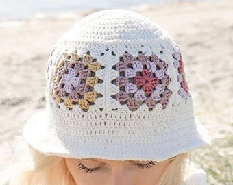 Cappello da sole quadrati della nonna, Cappello da pescatore estivo in cotone